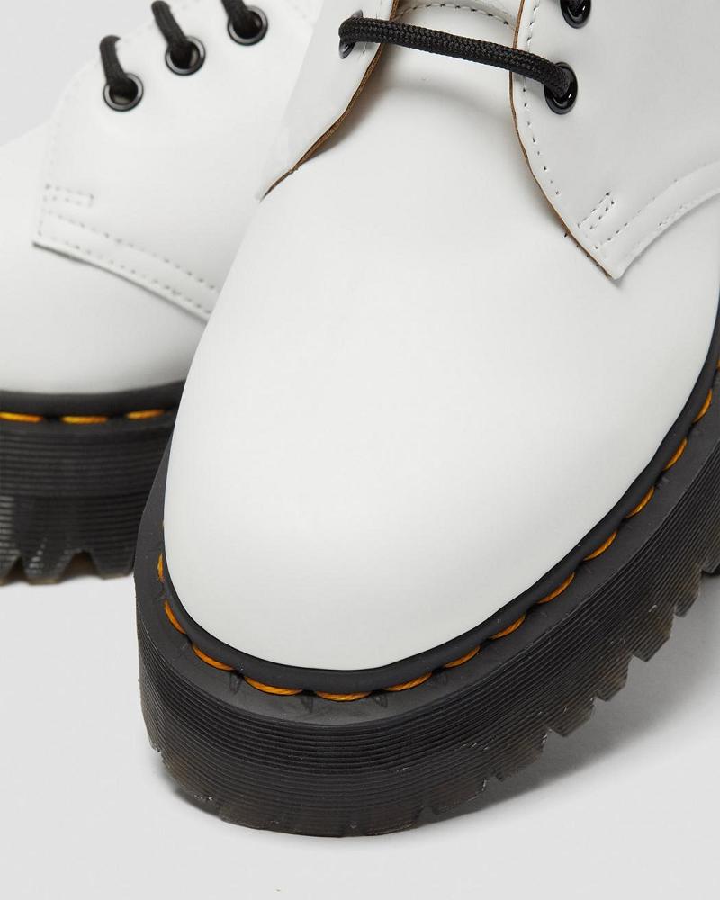 Dr Martens 1461 Smooth Læder Platform Sko Dame Hvide | DK 389FDN